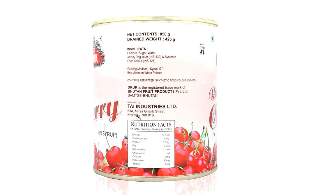 Druk Red Cherry (In Syrup)   Tin  850 grams